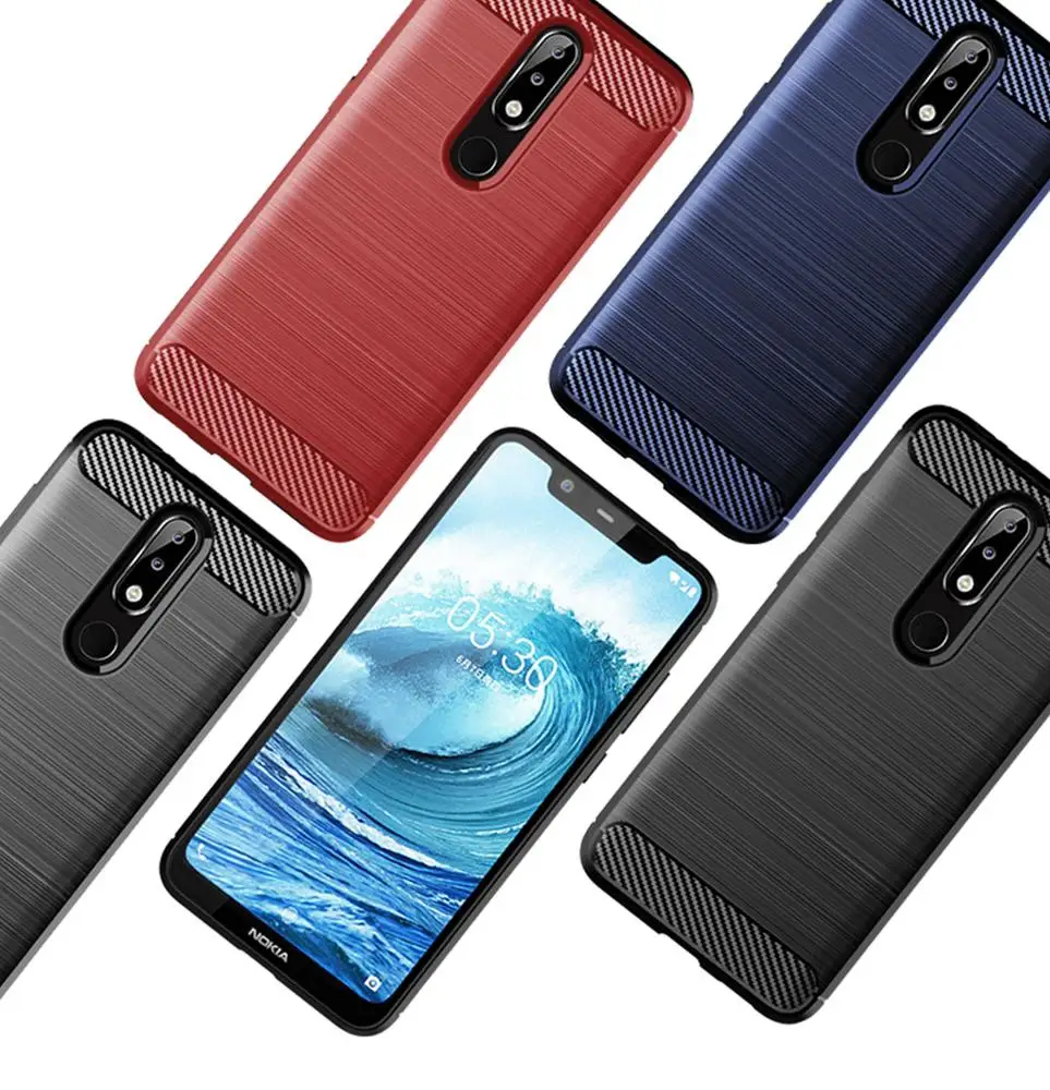 

Carbon Fiber Shockproof Soft TPU Back Cover mobile Phone Case For nokia 5.1 Plus, N/a
