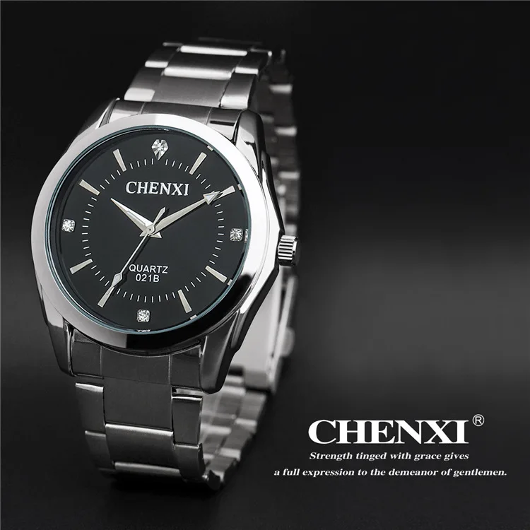 

CHENXI 021B High Quality Stainless Steel Hand Watch Lover Waterproof Luminous Hands Couple Analog Import Quartz Wrist Watches, Color for you choose