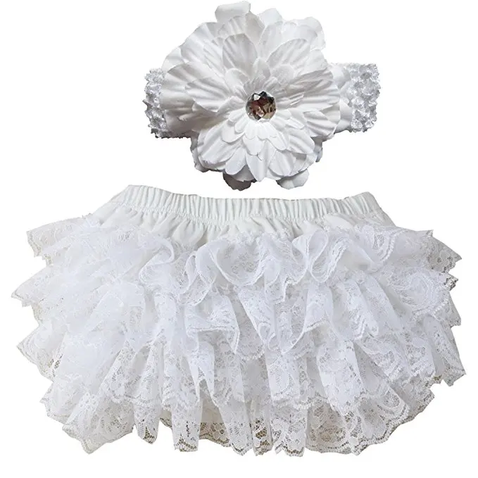 

Fashion Pure Color Kids Underwear Ruffle Bloomers Headband 2 Pcs Set, Picture shows