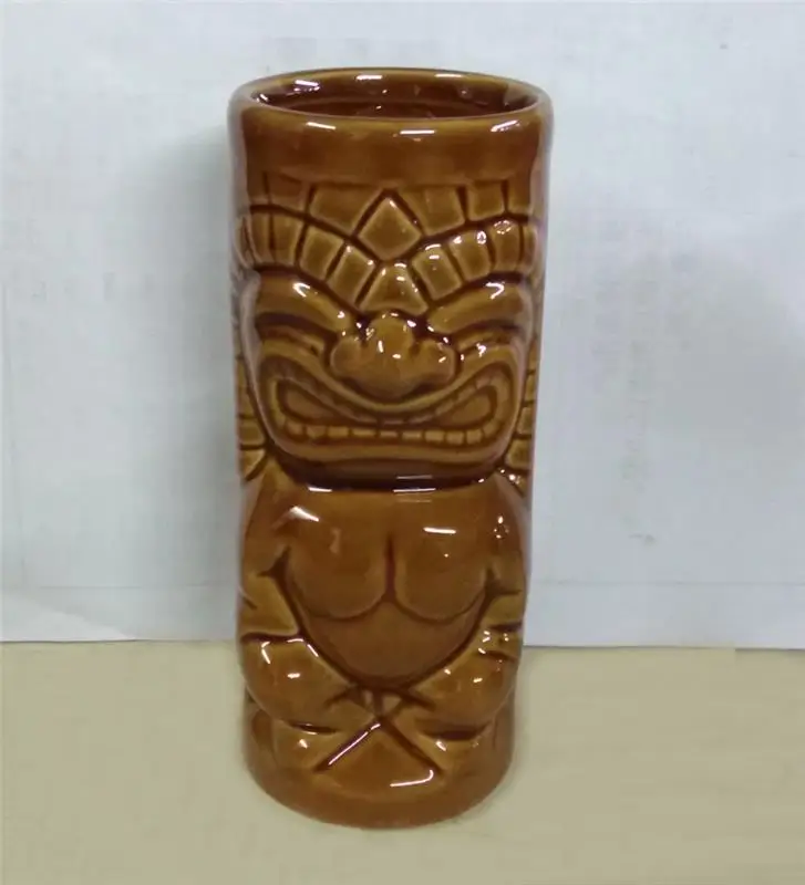 12 Oz Custom Porcelain Tiki Mug Set Cocktail Embossed Glazed Ceramic