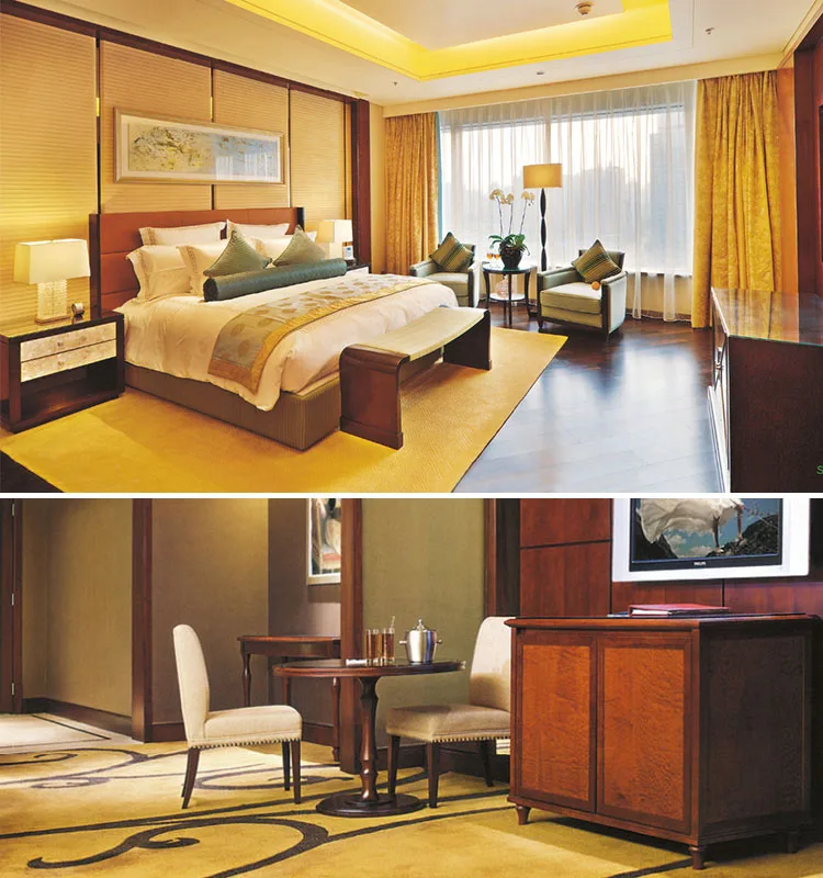 White OAK Nordic modern hotel bedroom furniture wooden furniture model 5-star hotel bedroom set