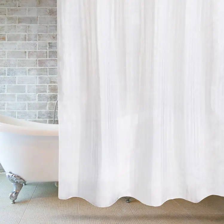 

100% Polyester Water Repellent Striped Shower Curtain, White