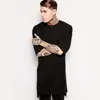 Wholesale Hip Hop Clothing Mens Black longline extra long tall tail tops tee t-shirts for men