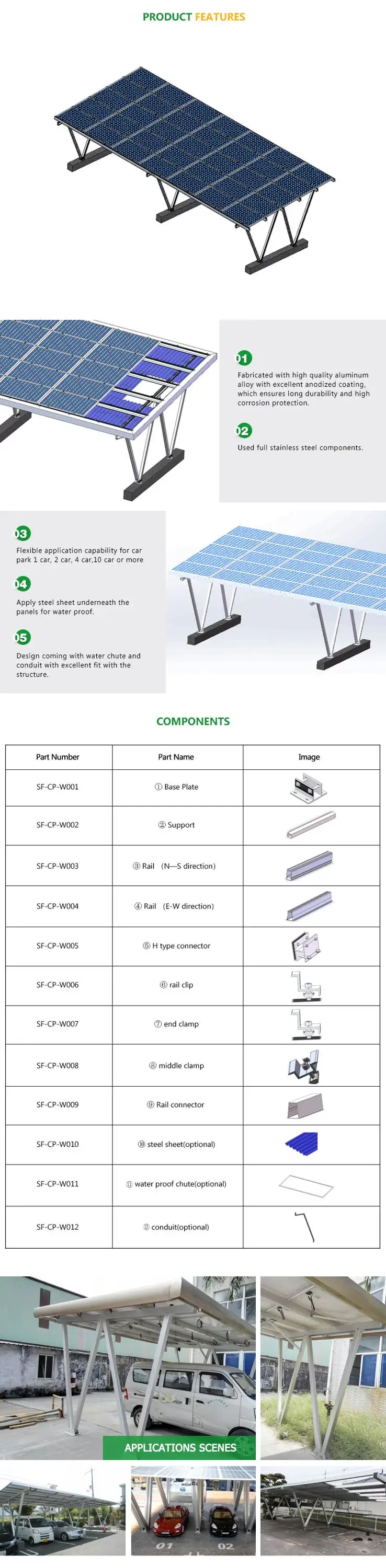 2016 Hot Sale Aluminium Solar Carport System For South Africa
