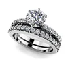 White Cubic Zircon Wedding Ring Set White Gold Plated Prong Set Bridal Ensemble Women Wedding Ring Set