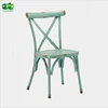 Commercial use stackable aluminum X cross back dining side chairs(E1090S light blue)