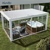 Low Price Alunotec Motorized Opening Pergolux Louver Roof In Grey and White Color