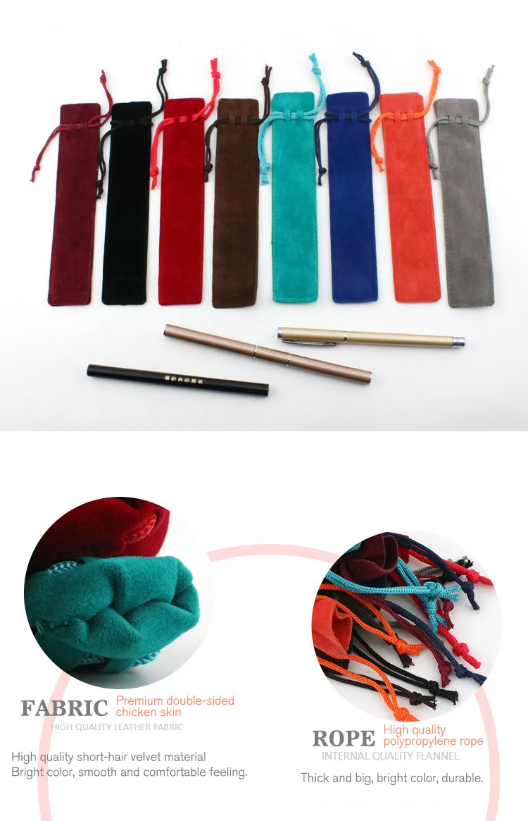 Wholesale Suede Drawstring Pen Sleeve Velvet Pen Pouch Gift Pouch Black