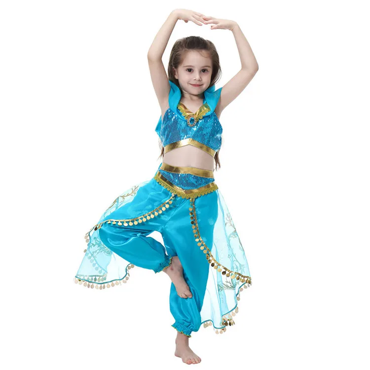 

Aladin Girl jasmine princess costume dress halloween cosplay kids suit
