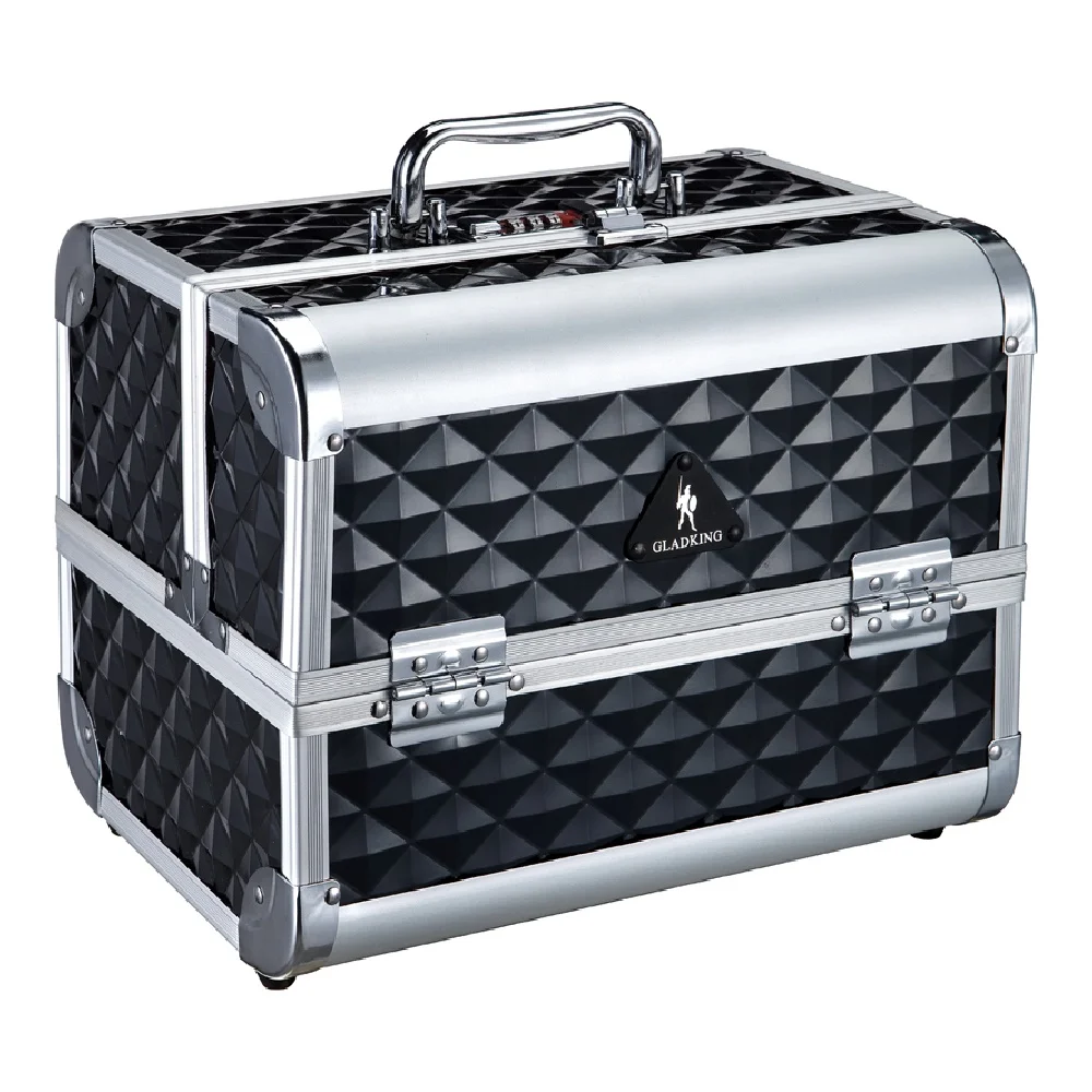 Black Diamond Pattern Beauty Box Makeup Vanity Case D2960l Makeup
