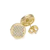 Hot Selling Mens HipHop Iced Out XL Round Circle Cz Flat Screen Screw Back Stud Earrings