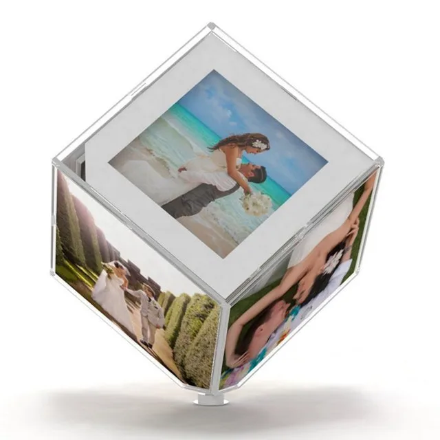China Manufacturer Custom Clear Acrylic Rotating Cube Photo/picture