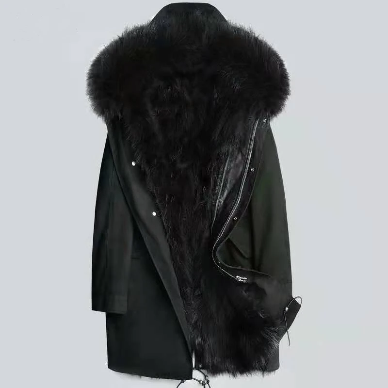 mens black parka with fur hood