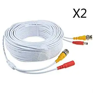JerGO Professional Grade Siamese Combo Coaxial Cable Pre-made All-in-One BNC Video Power Cable for 1080P /720P, TVI, CVI, AHD and HD-SDI Camera and Analog CCTV Camera ( White 100Ft )(2 Pack)