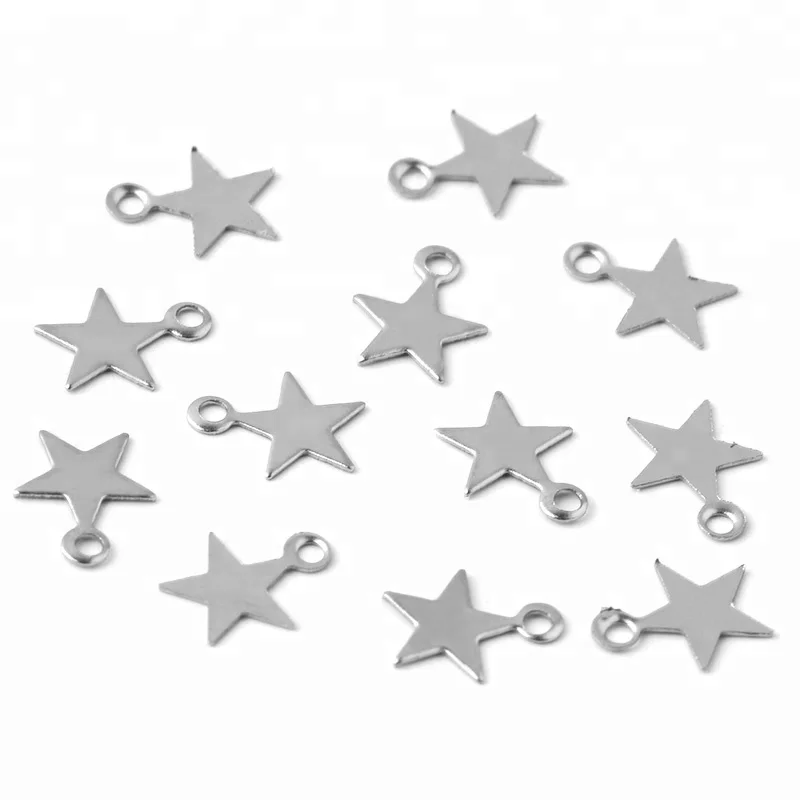 

100piece/bag 6*8/10*11.5MM Stainless Steel Star Small Charms For Jewelry Making 2018 High Quality DIY Material