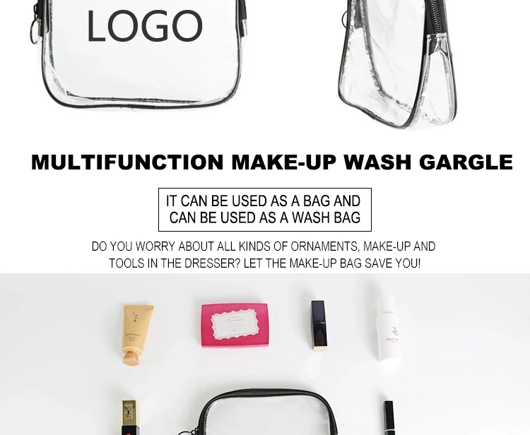 Wholesale PVC Makeup Bag Pouches Tote Clear Transparent Cosmetic Travel Bag For Sale