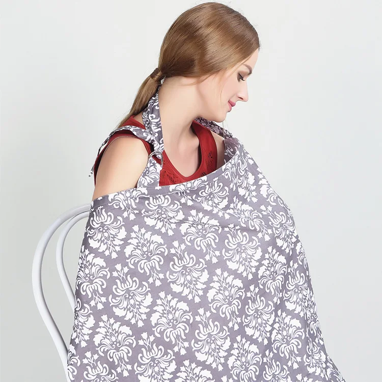 

Amazon multi-design 100% Cotton colorful stripes breastfeeding cover car seat canopy baby nursing scarf, Custom color