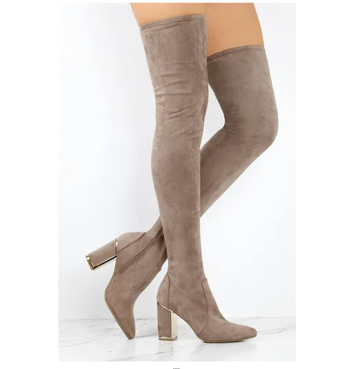 Woman Winter High Heel Boots Taupe 