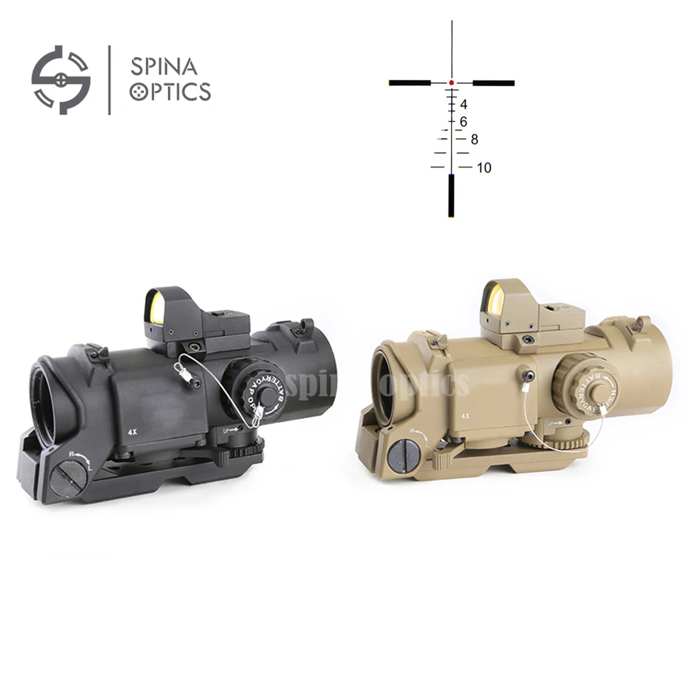 

SPINA OPTICS Red Dot Sight1-4x32F + HD400 Optic Sight Hunting rifle scope, Black/sand