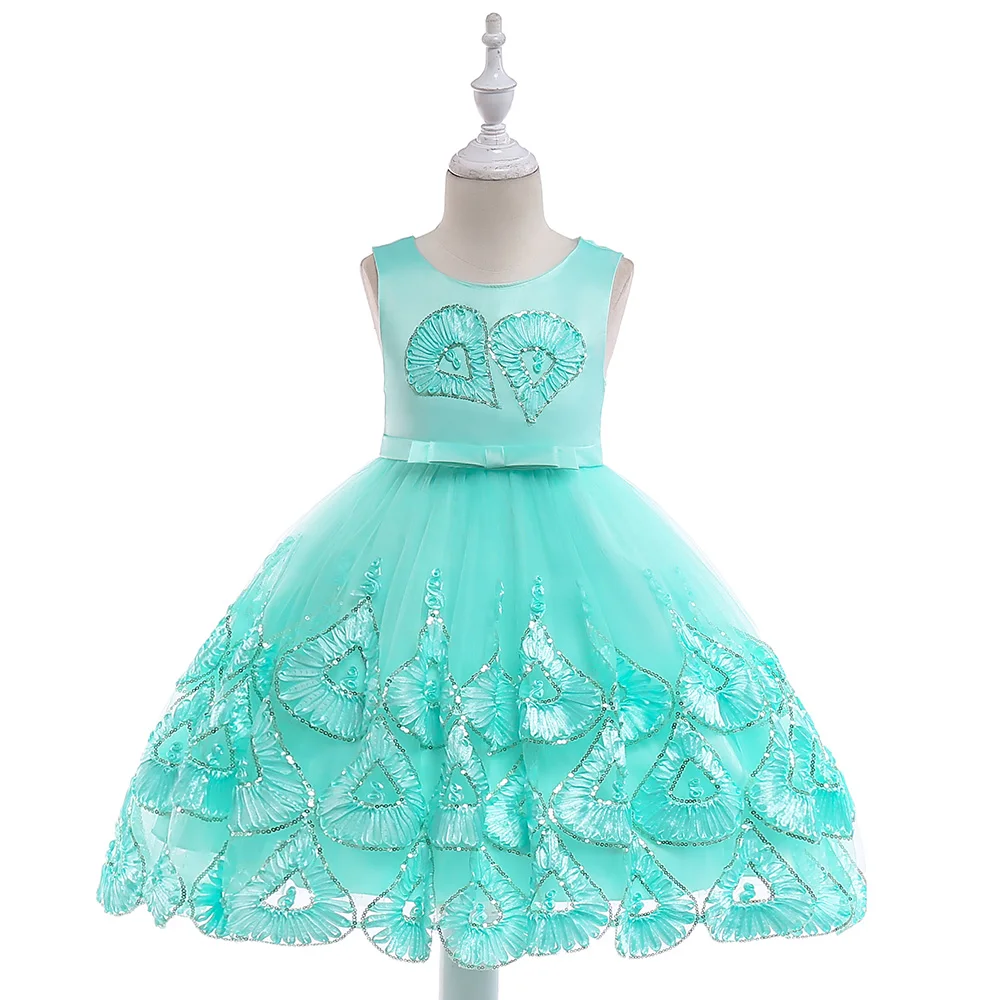 

Wholesale Kids Ready Made Garment Kids Lace frock Beautiful Gowns Party Wear Girl Dress L5033, As picture