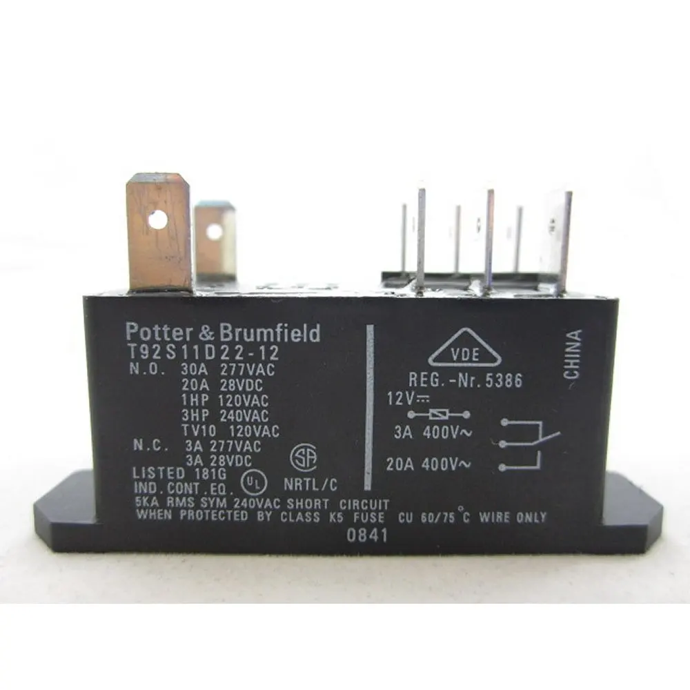 Potter /& Brumfield T92P11D22-24 TE 12V 30A DC Ind Relay DPDT