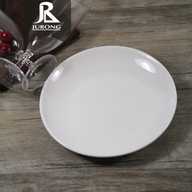 

Wholesale eco-friendly food serving custom white charger melamine round flat plate, White color customized