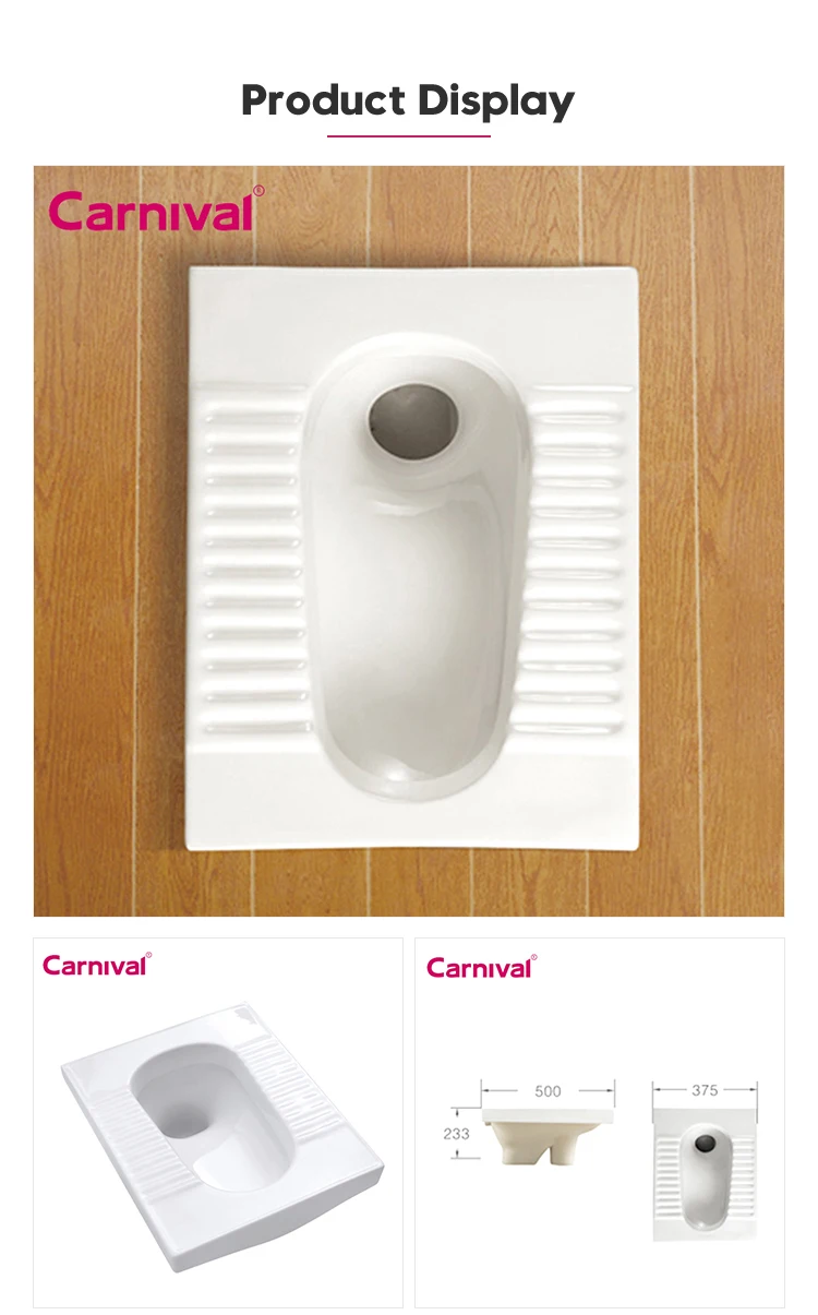 Squatting Sanitary Ware Floor Mounted Wc Standard Size Squatting Pan