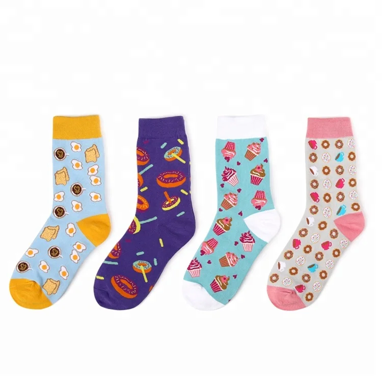

High Quality Cute Desserts Fashion Colored floral Korean cool cheap girl Women sport socks, Custom color