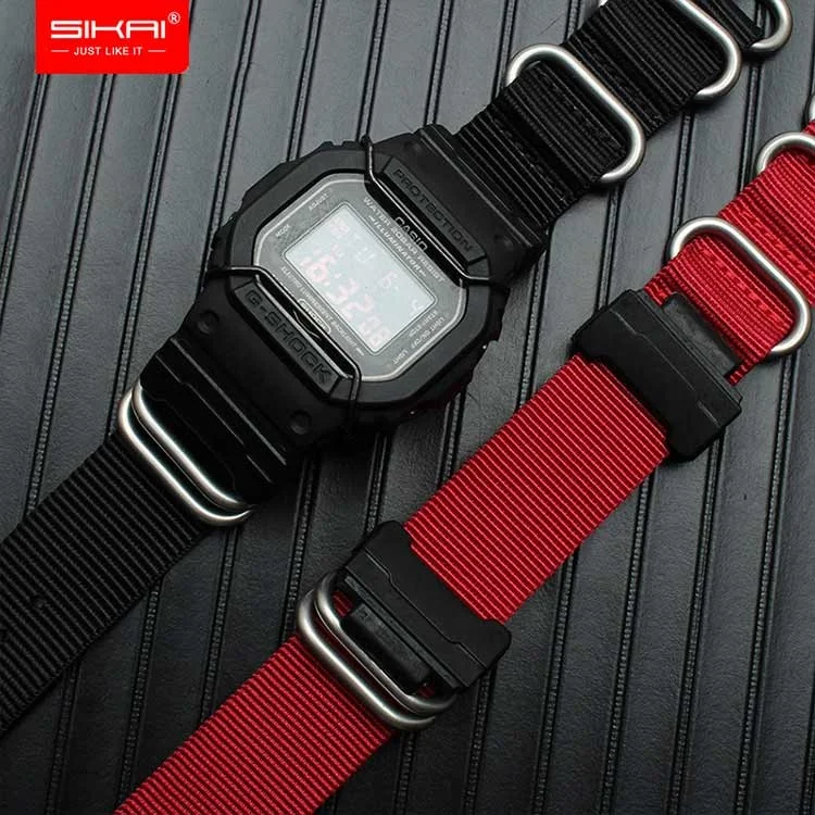 

SIKAI 22mm Nylon Watch band Replacement 48 colors for Casio Watchband G Shock Converter GA-110DW-5600 Watch Strap, 48 colos;see as the pics