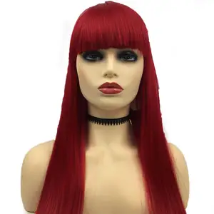 manufacturer custom new style  red colorful cosplay long synthetic  wig