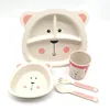 safety table ware new children loved new bamboo fibre kids dinner set,bowl,plate,spoon,fork,cup