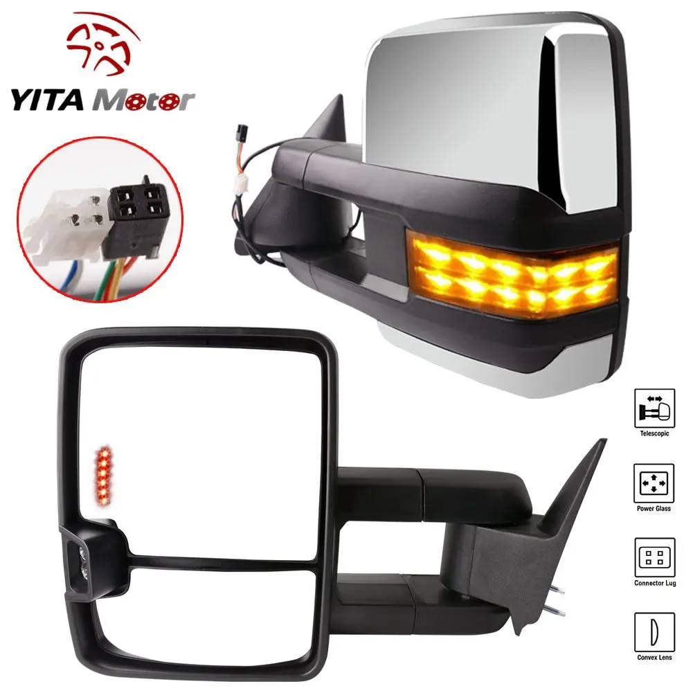 Tow Mirrors for 88-98 Chevy GMC C1500 C2500 C3500 K1500 K2500 K3500 Power  Black