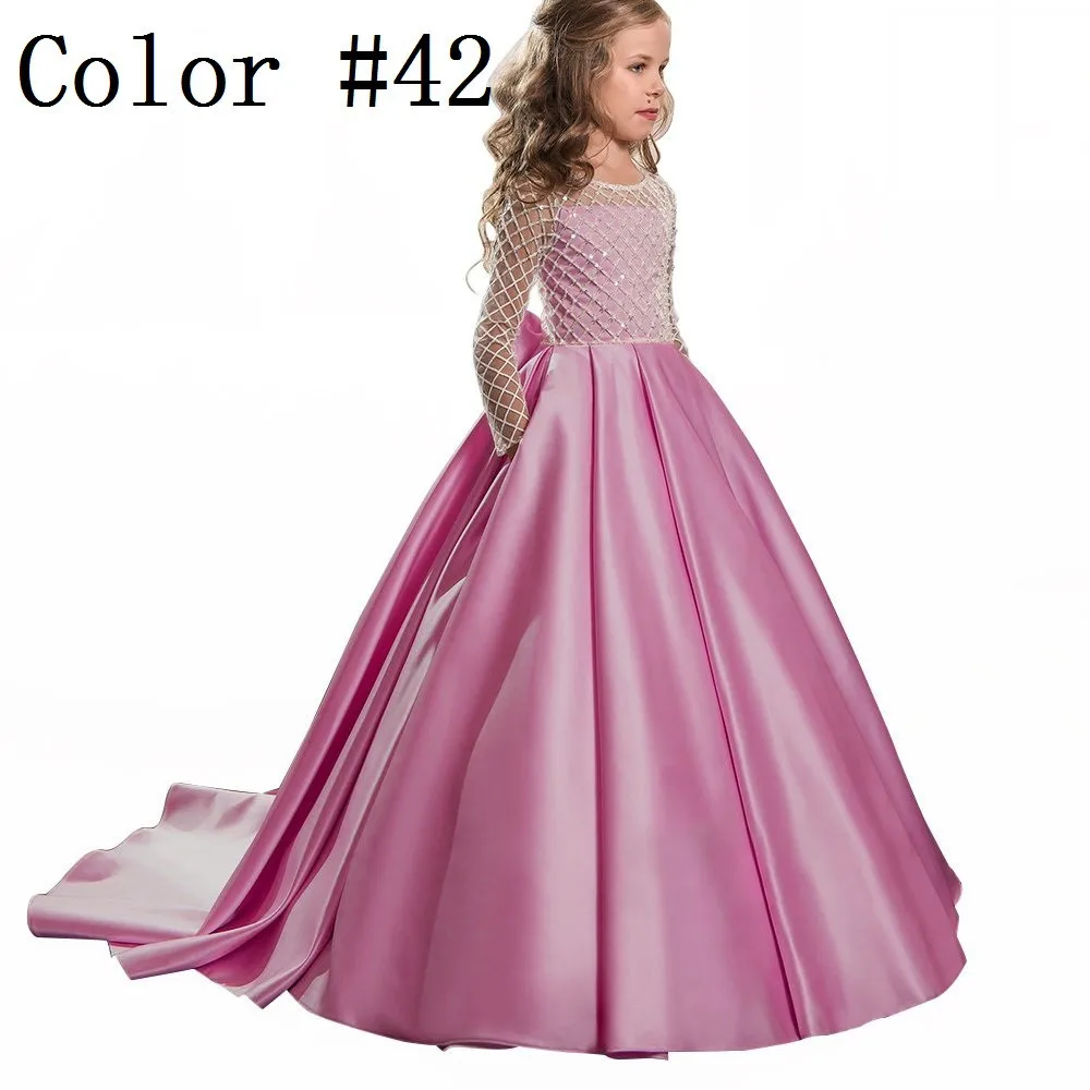 Latest Girls Party Dresses 2-12 Years Long Sleeve Kids Evening Gown ...