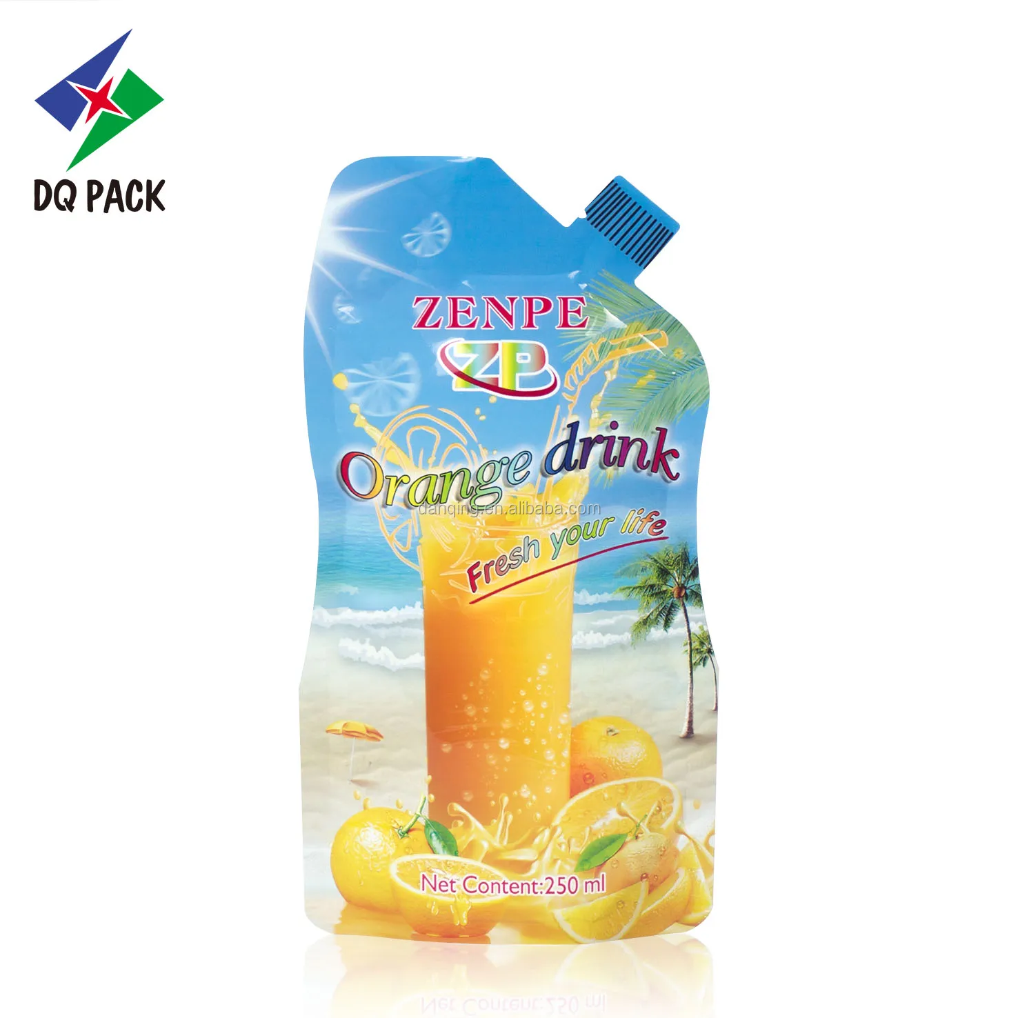 Colorful Custom Printed  Stand Up Pouch For Juice Special shape pouch with injection hole