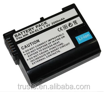 7.4V 2200mah Rechargeable Li-Ion Fully Decoded Replacement Camera Battery EN-EL15