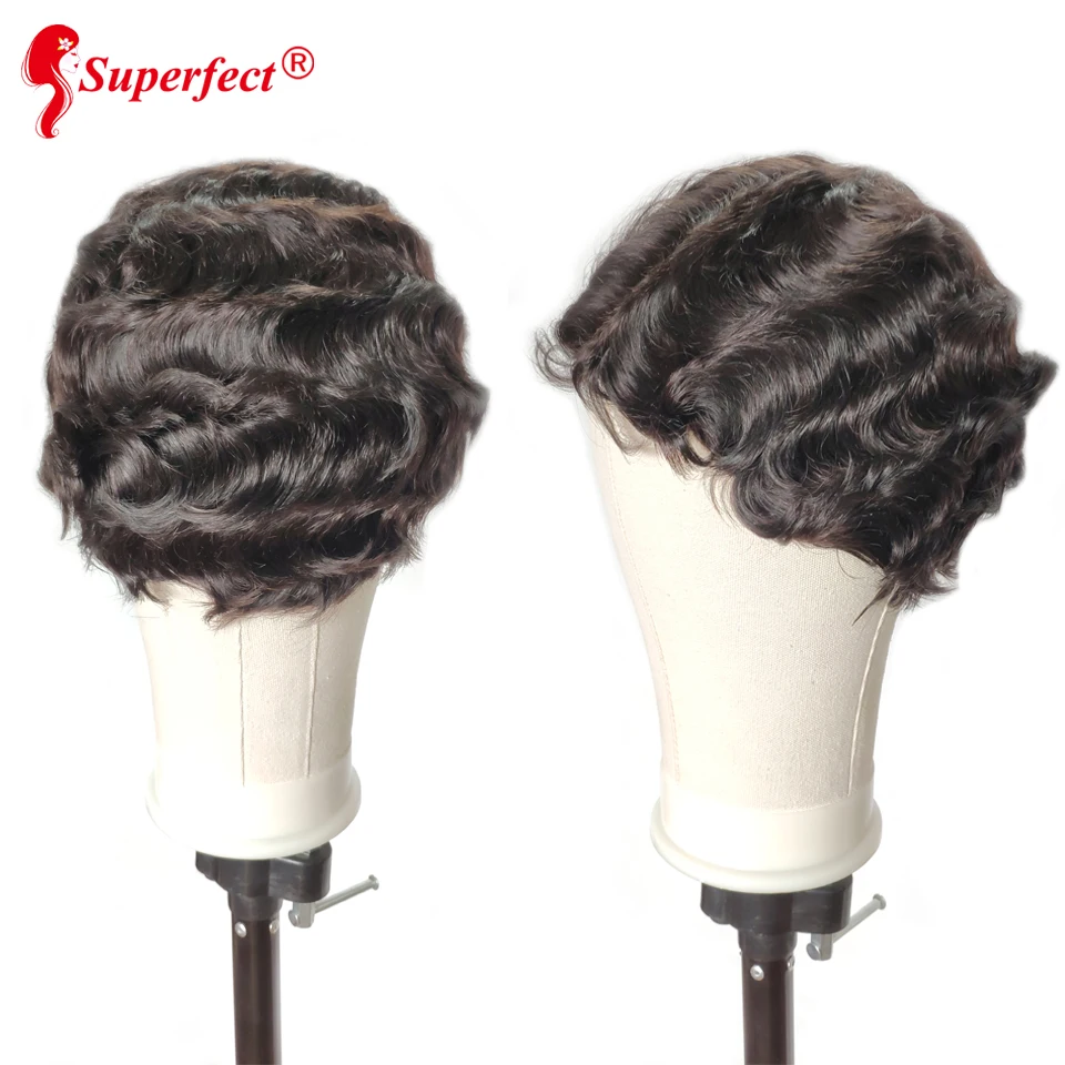 

Short Human Hair Wigs Machine Made Ocean Wave Natural Color 8Inches 100g Virgin Hair Wig, N/a