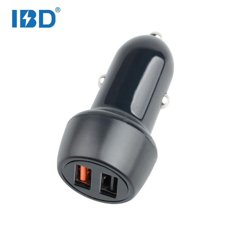 

IBD qc3.0 black mobile phone dual usb port car automobile charger, Black or oem