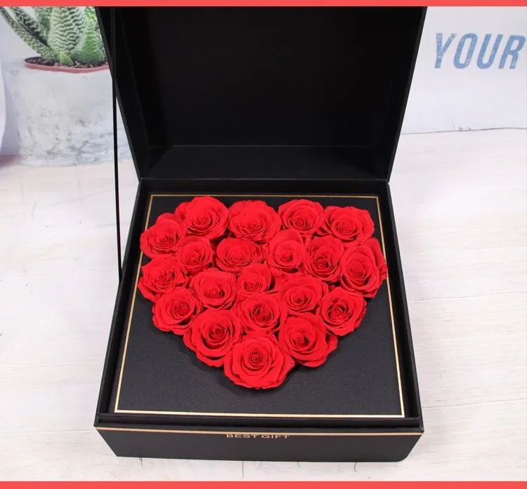 16 Preserved Roses In Heart Shape Gift Box For Her - Forever Flowers