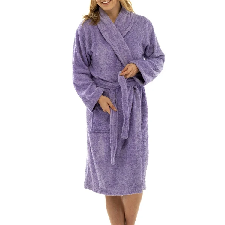 100 Microfiber Polyester Bathrobe Microfiber Plush Bath Robe Women