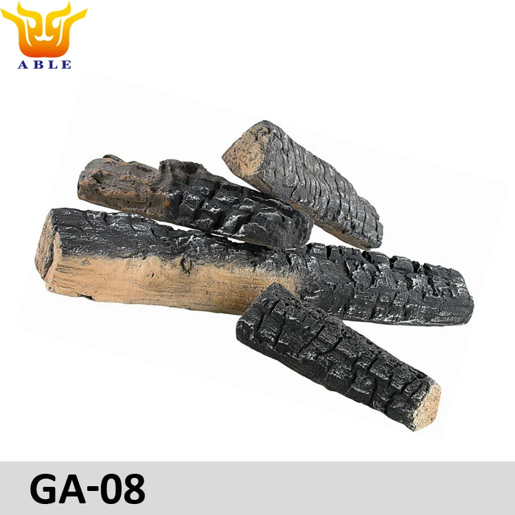 4 Pieces Set Wood Like Ceramic Fireplace Logs For Gas Ethanol