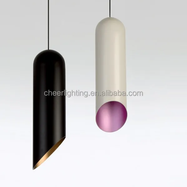 Hot Selling Modern Pipe Pendant Light outside White/Inside Purple Outside Black/Inside Golden For Choice