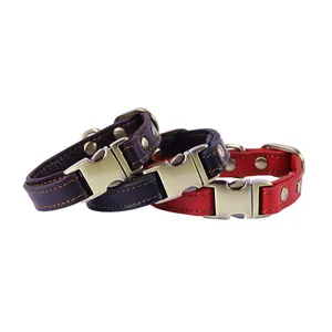 Image of Custom Strong Metal Buckle Luxury Real Leather Dog Collar