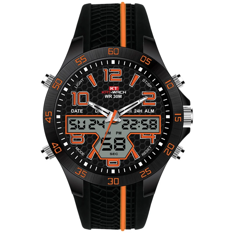 

2019 KAT-WACH 722 Men's Fashion&Casual Watch Quartz+Digital Movement Multi-Function Sport Watches