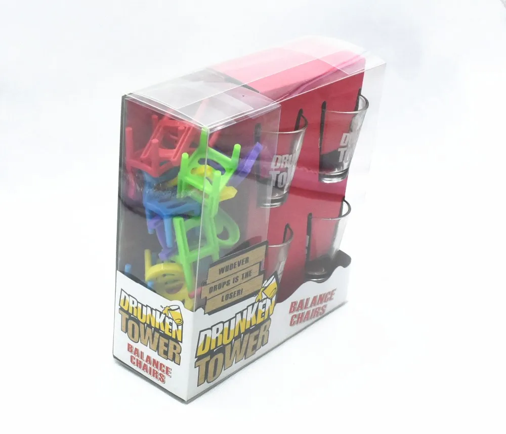 Balance Stacking Chairs Drinking Game Drunken Tower With 4 Shots