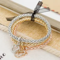 

Three Colors Mouse Pendant Bracelets Multilayers Cartoon Mouse Charm Corn Chain Bracelets