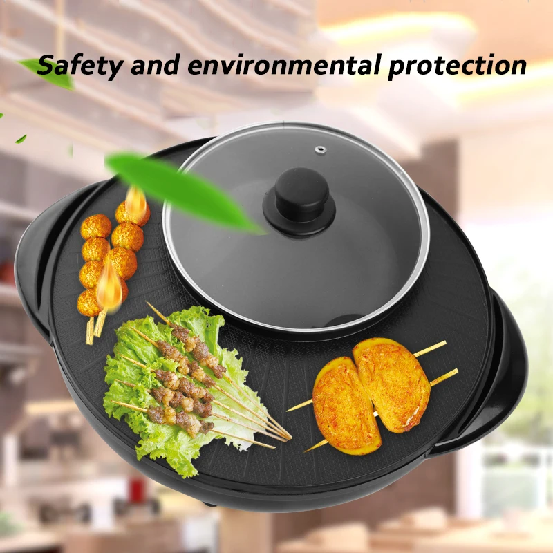 
Realbei Al-6035 professional made high performance two way use hot pot electric grill pan 