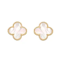 

mother of pearl shell earring gold plated four leaf clover jewelry