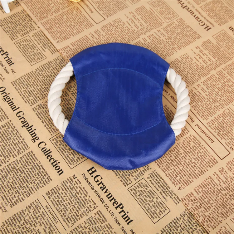 
Customize LOGO dog training bite cotton rope round flying disc dog toys 