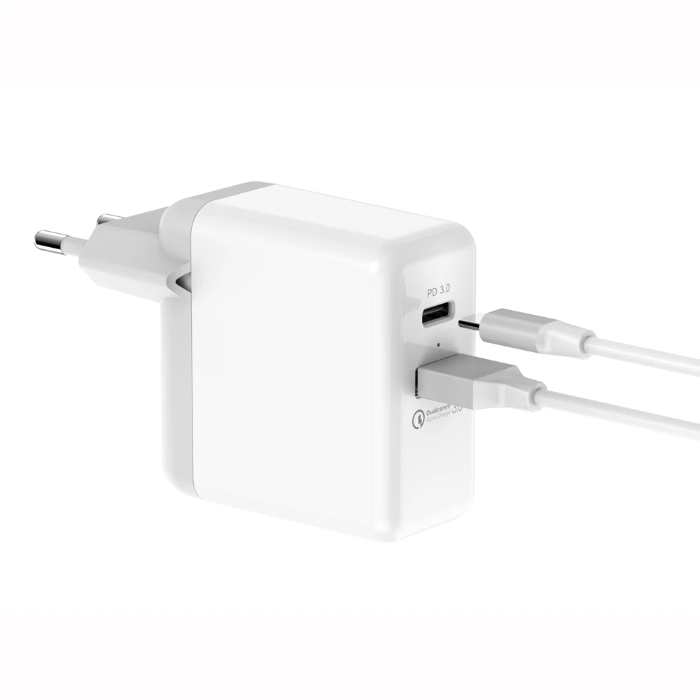 

Quick Charge QC3.0 Dual USB Wall Charger Type c PD Fast Charger EU for iPhone, White;black;white+gray