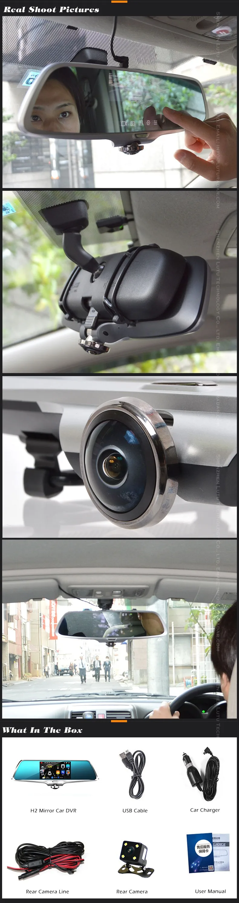 5 inch rearview mirror 1080P full hd vihicle blackbox dvr user manual 360 degree panoramic dual lens car camera video recorder